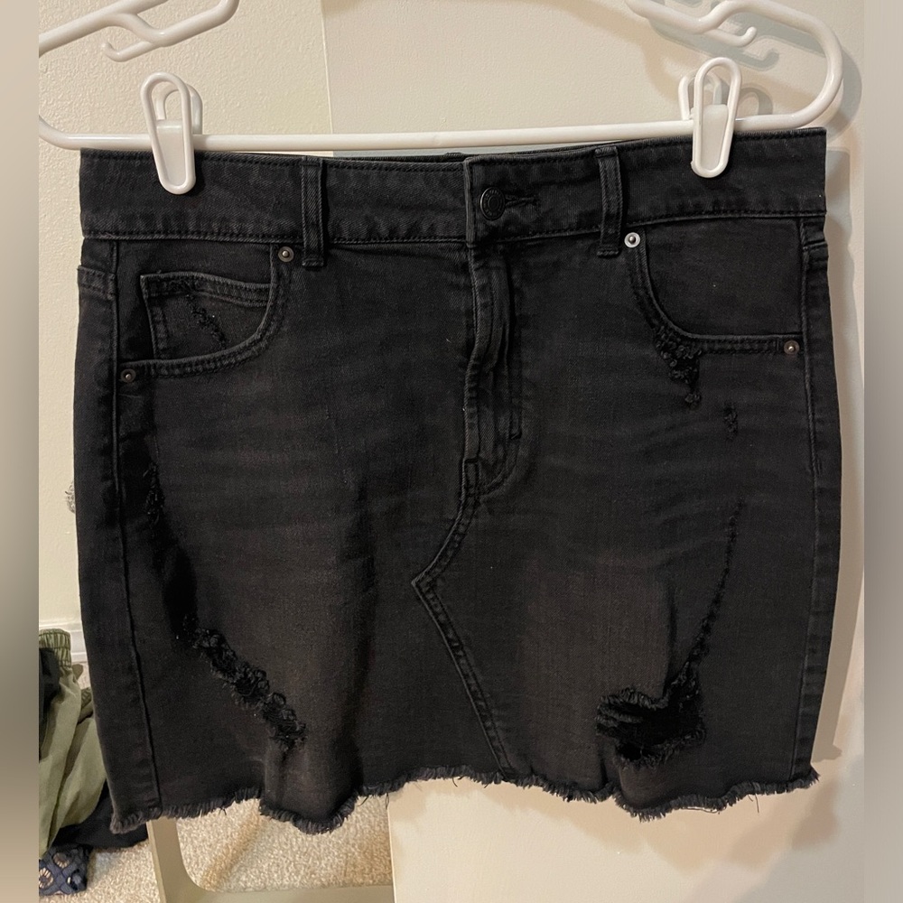 Black denim skirt
